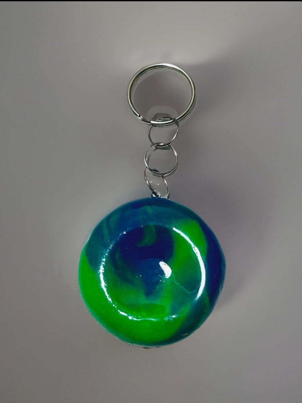 Swirled Green & Blue Resin Keychain